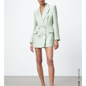 Zara Tweed Green Blazer